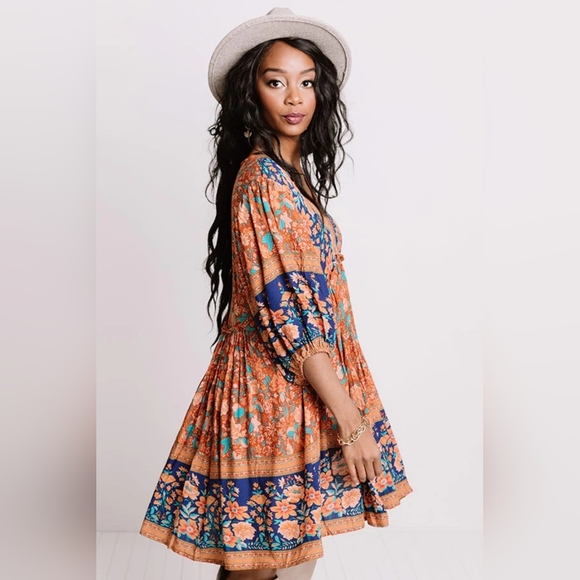 Mini Baby Doll in Rust Dress flower print | XL | NWT ! - Picture 4 of 13